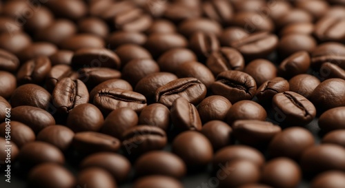 Roasted coffee beans closeup showcasing rich brown tones and textured surfaces.