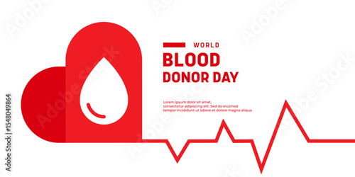 World Blood Donor Day Heart, Blood Drop, Lifeline, Donate, Save Lives