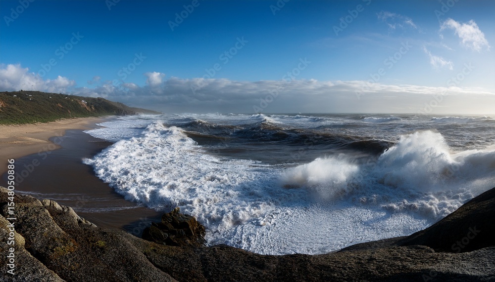 Obraz premium ocean breaks on shore