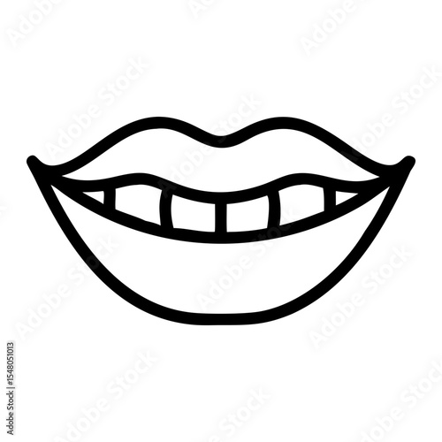 Line icon of smiling mouth with visible teeth in minimal style