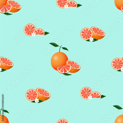 grapefruit pattern mint background