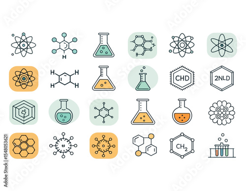Chemistry Icons A Collection of 24 Vector Illustrations for Science and Education