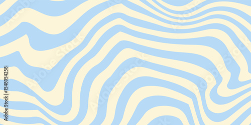 Abstract horizontal background with colorful waves. Trendy vector illustration in style retro 60s, 70s. Pastel colors