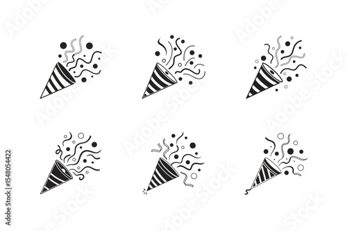 confetti popper icon line art vector art