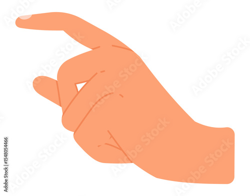 Cartoon hand making a gesture of pointing with the index finger while delicately holding a small object between the other fingers, conveying a clear nonverbal message