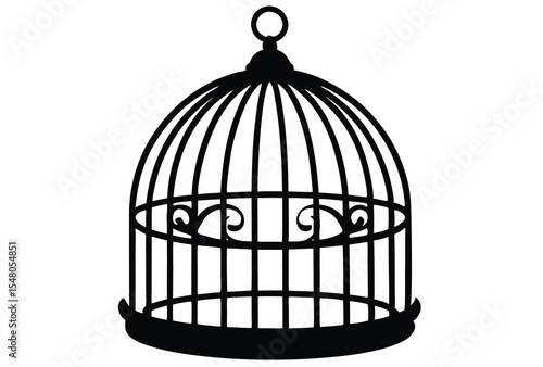 simple bird cage silhouette vector illustration isolated on white background