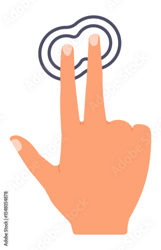 Zooming in gesture made with two fingers on a touchscreen, showcasing modern interaction with smartphones or tablets, highlighting user interface technology and multitouch capabilities