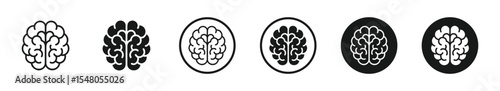 Brain vector icon set in outline, glyph, and filled  style. Human brain icon set  isolated on white background. vector illustration . 