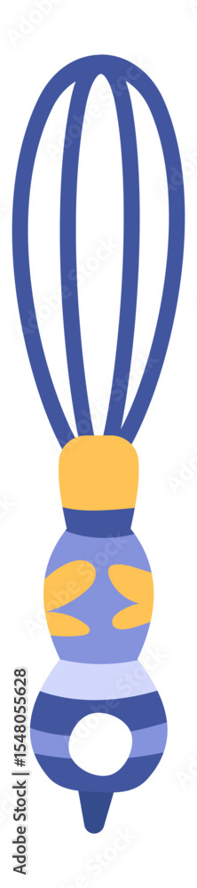 Kitchen whisk featuring thin blue wires and an ergonomic handle with yellow accents, expertly mixing ingredients for a delicious cake or dessert, enhancing culinary creations Kitchen whisk featuring thin blue wires and an ergonomic handle with yellow accents, expertly mixing ingredients for a delicious cake or dessert, enhancing culinary creations