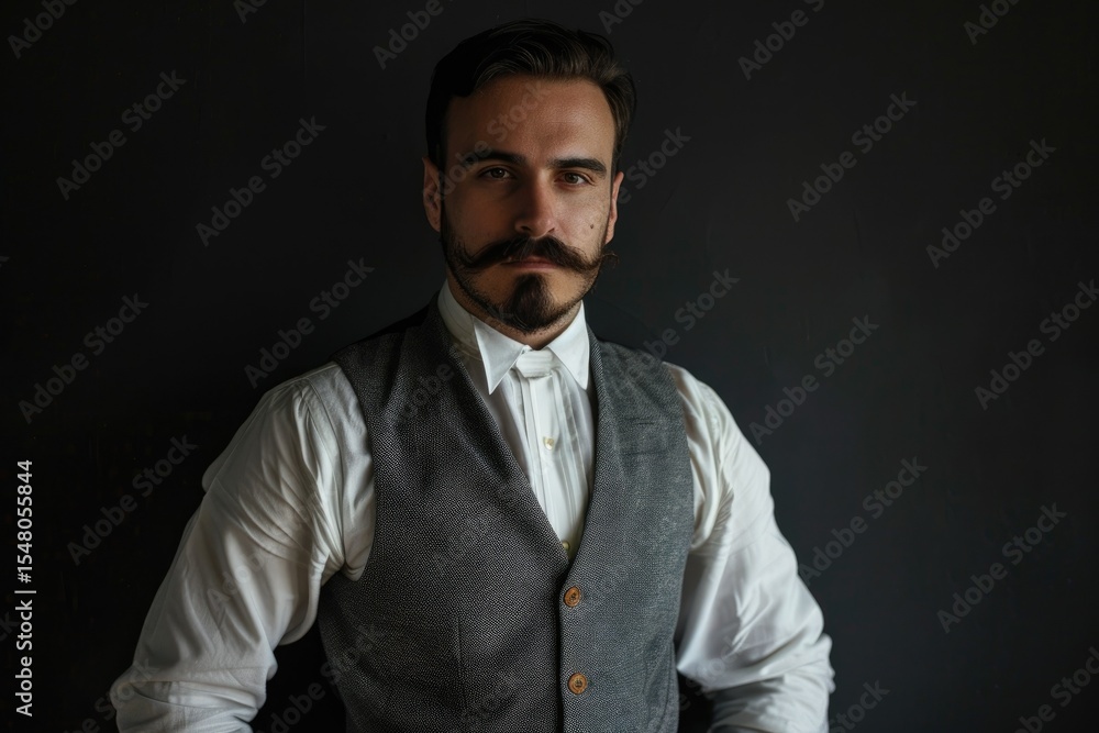 High Definition Visual of Portrait of Retro 1920S English Arabian Business Man Wearing Waistcoat High Definition Visual of Portrait of Retro 1920S English Arabian Business Man Wearing Waistcoat