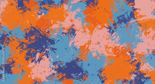 Abstract Blue Orange Pink and Purple Paint Splatter Texture Background