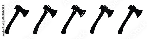 Axe Silhouette Vector Set – Crossed Axes, Stump Scene  Minimal Icon Design, vector illustration.
