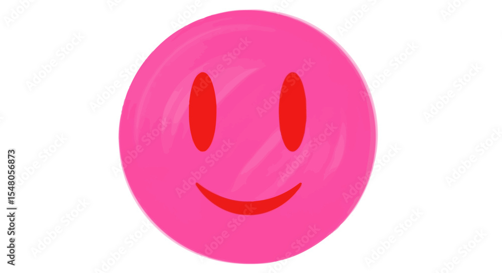 Fototapeta premium Pink Smiley Face Illustration A cheerful, vibrant digital painting of a happy emoticon, perfect for designs needing positive, playful energy.