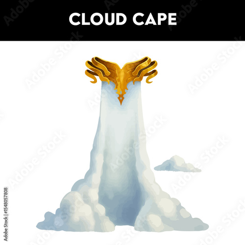 Cartoon Cloud Cape – Fantasy Sky Mage Cloak Illustration