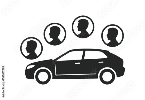 Car sharing service icon passengers transportation