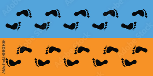 Footprint Silhouette Icon Set – Human Steps, Barefoot, and Shoe Prints Collection, Vector illustration.