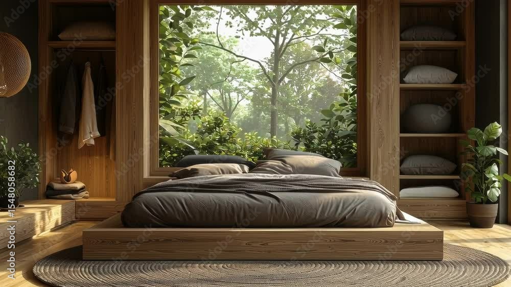 Serene Bedroom with Nature View: A Tranquil Retreat for Relaxation and Peaceful Sleep Serene Bedroom with Nature View: A Tranquil Retreat for Relaxation and Peaceful Sleep