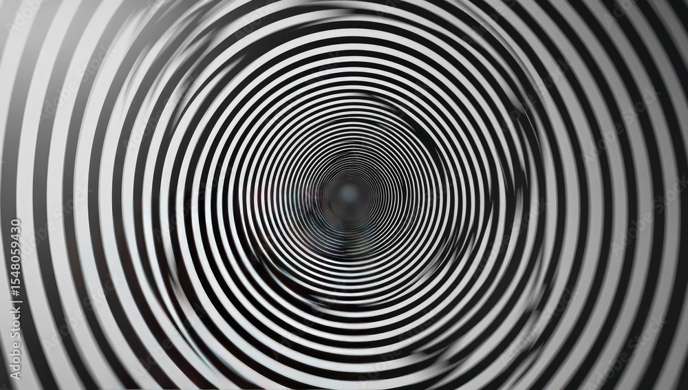 Fototapeta premium Abstract black and white concentric circles creating a swirling optical illusion