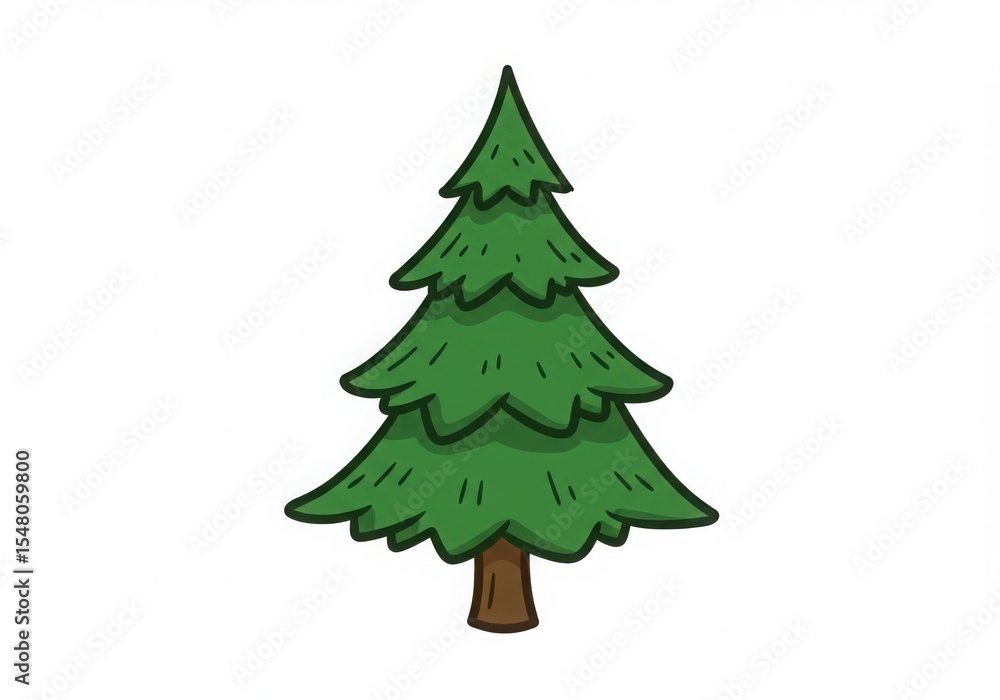 Cartoon illustration of a green pine tree Cartoon illustration of a green pine tree