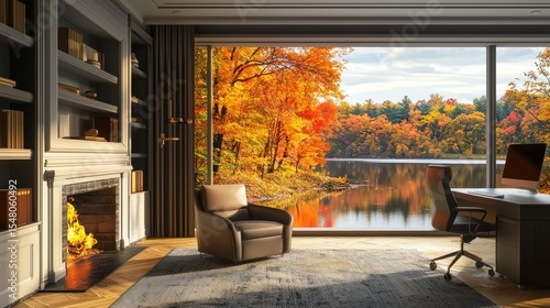Stunning Zoom Background With Autumn View From Office