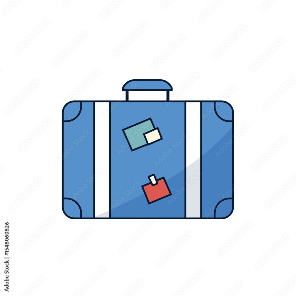 Travel Suitcase with Stickers Icon - Luggage and Journey Symbol Travel Suitcase with Stickers Icon - Luggage and Journey Symbol