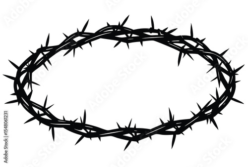 Crown of thorns Silhouette Vector illustration, Christian symbol simple icon flat design.