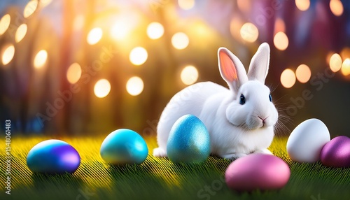 Wallpaper Mural abstract background easter eggs white rabbit easter generated ai Torontodigital.ca