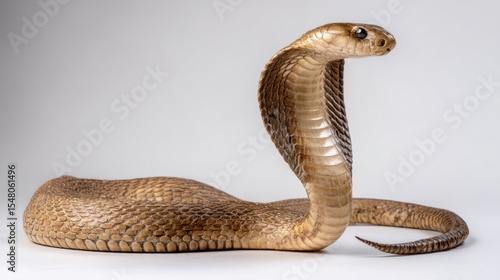A cobra in profile, against a plain background