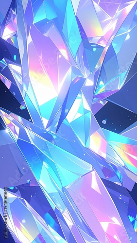「煌めく抽象クリスタル背景｜カラフルな光とファンタジーアート」

