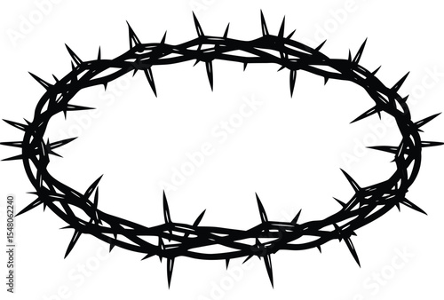 Crown of thorns silhouette vector illustration christian faith icon spiritual symbol black outline  