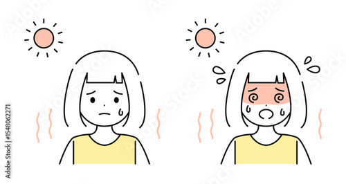 熱中症 女の子 女児 夏 イラスト素材 ベクター