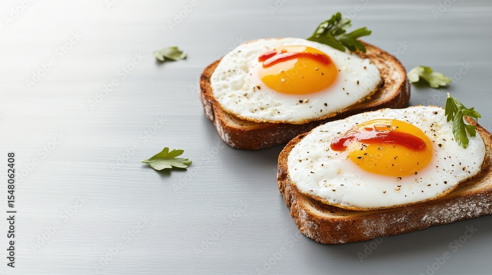 Delicious Breakfast with Two Eggs on Crispy Toasted Bread Serving Joy Delicious Breakfast with Two Eggs on Crispy Toasted Bread Serving Joy