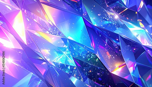 「煌めく抽象クリスタル背景｜カラフルな光とファンタジーアート」

