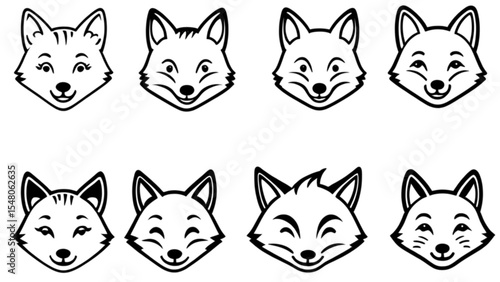キツネの表情アイコン｜Fox Facial Expression Icons