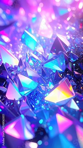 「幻想的に輝くカラフルクリスタルの世界｜宝石のような光彩アート」

