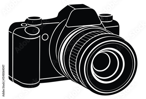 dslr camera silhouette vector illustration modern photo equipment
