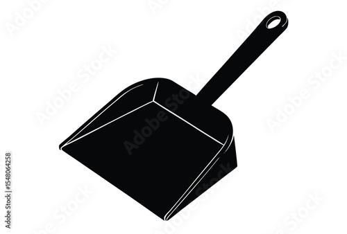 Dustpan silhouette vector illustration clean simple design household cleaning tool icon black shape