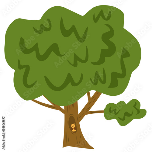 Cartoon tree with owl