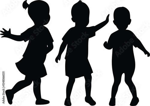 Toddler Walking Crawling Playing Vector Silhouettes Collection Design