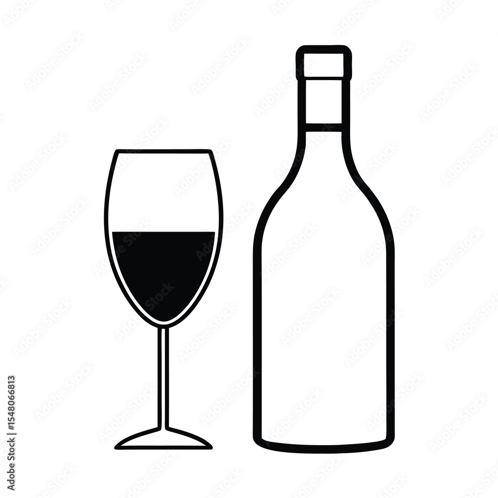 wine bottle and glass silhouette vector wine bottle and glass silhouette vector