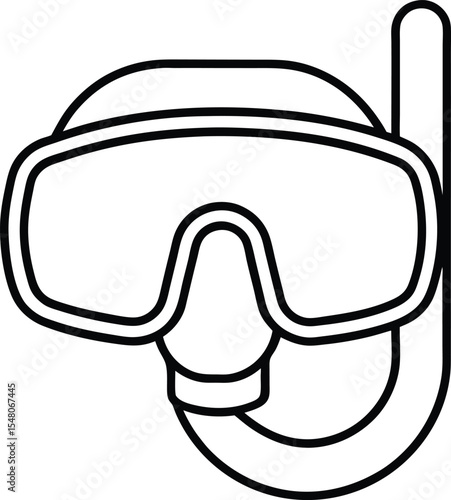 snorkel mask icon line art vector illustration on transparent background
