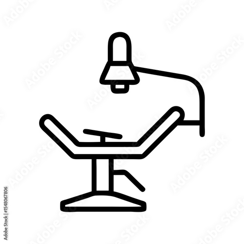 Minimalist vector icon of a dental chair with overhead examination light