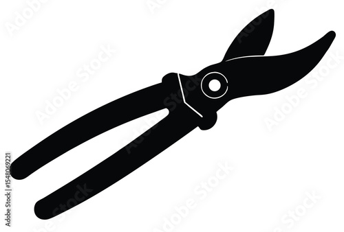 Garden hand pruner silhouette icon simple vector illustration flat style gardening tool