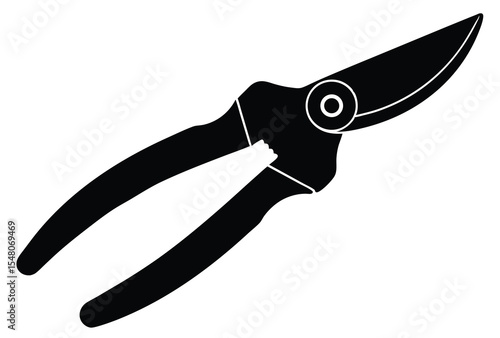 Hand pruner silhouette vector illustration simple gardening tool icon flat design