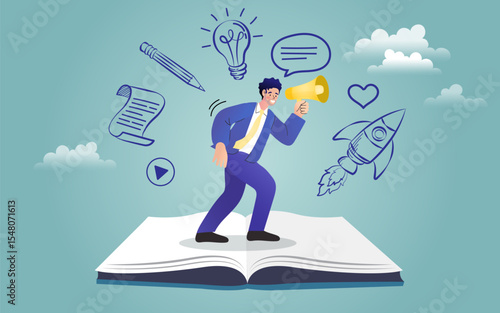 business man with megaphone
