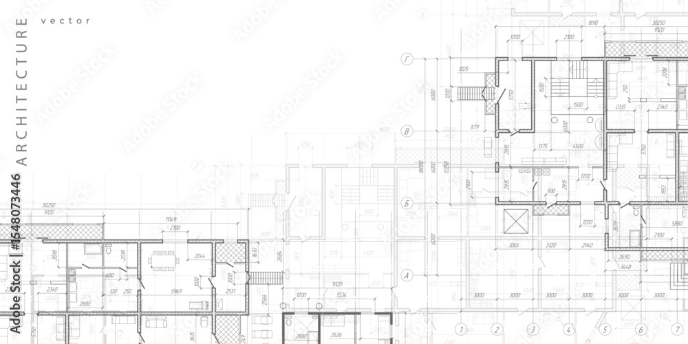 House plan project . Architectural plan . Engineering design .Industrial construction of houses . Vector illustration . House plan project . Architectural plan . Engineering design .Industrial construction of houses . Vector illustration .