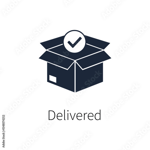 Delivered Package with Check Mark Icon - Order Received Confirmation