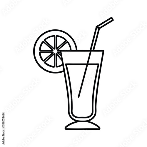 refreshing cocktail drink with lemon slice vector