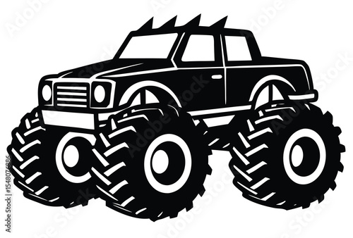 monster truck silhouette vector simple icon design big powerful vehicle illustration flat style