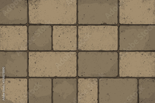 Wallpaper Mural Vintage industrial concrete tile wall seamless pattern. Aged grainy stone texture. Grunge brickwork background. Rustic cartoon vector illustration for architecture, flooring, masonry, design projects Torontodigital.ca